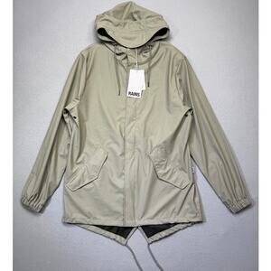 Rains Men's Essential Waterproof Hooded Full-Zip Rain Jacket - Drift small $155